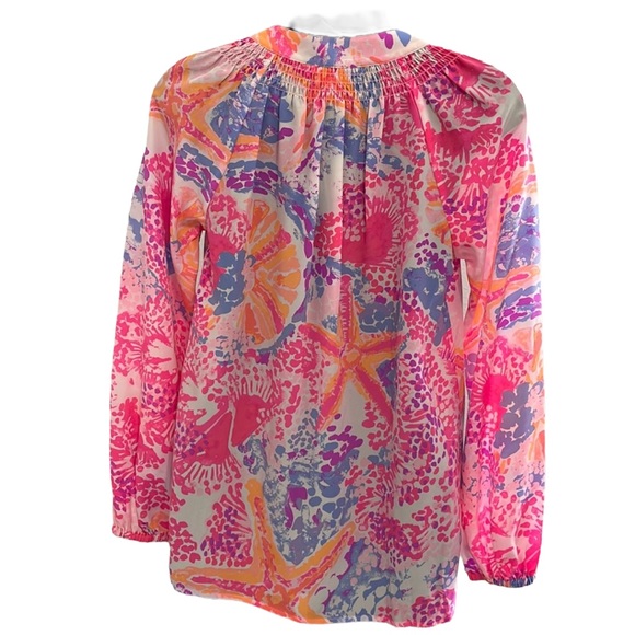 LILLY PULIZER bohemian pastel beachy design blouse, XXS, New With Tags - Picture 3 of 10